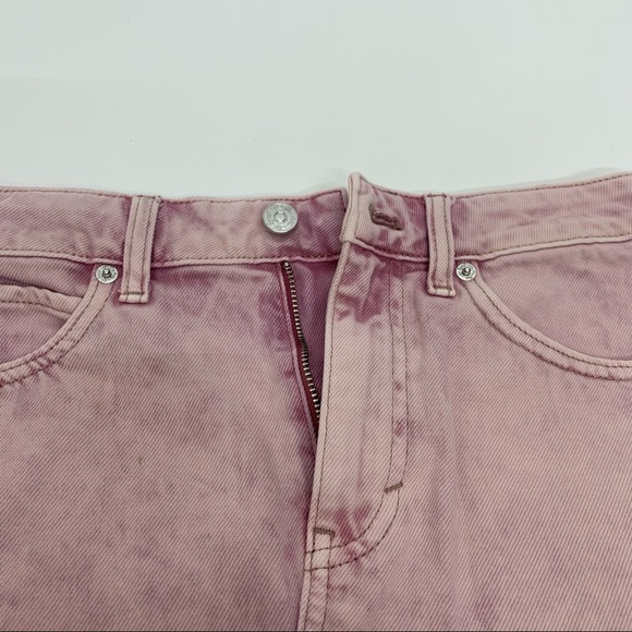 Free People Acid Wash Denim Fringe Hem Jean Mini Skirt Purple Pink Tone Cotton - Picture 6 of 16